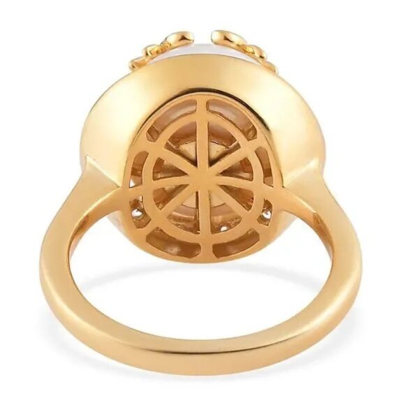 Freshwater Pearl and Simulated Diamond Virgo Zodiac Ring in 18K YG Plated Size 6 - Picture 4 of 6
